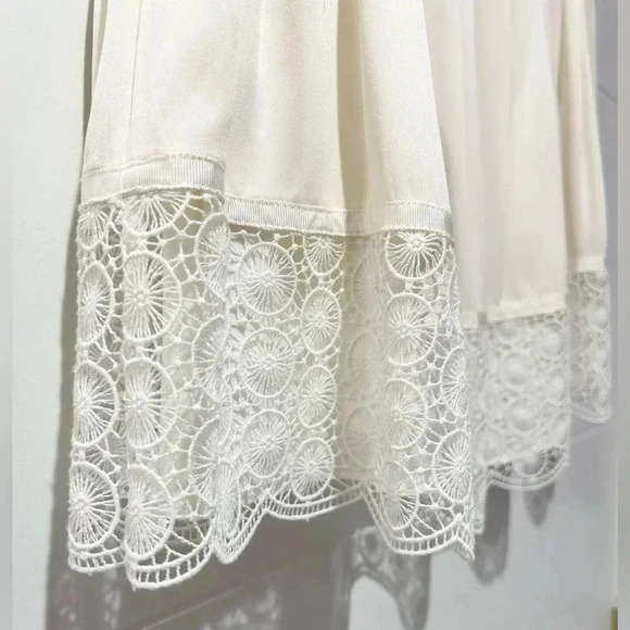 Diane von Furstenberg Belita Lace-Trim A-Line Skirt, Ivory size 10 - Picture 8 of 15